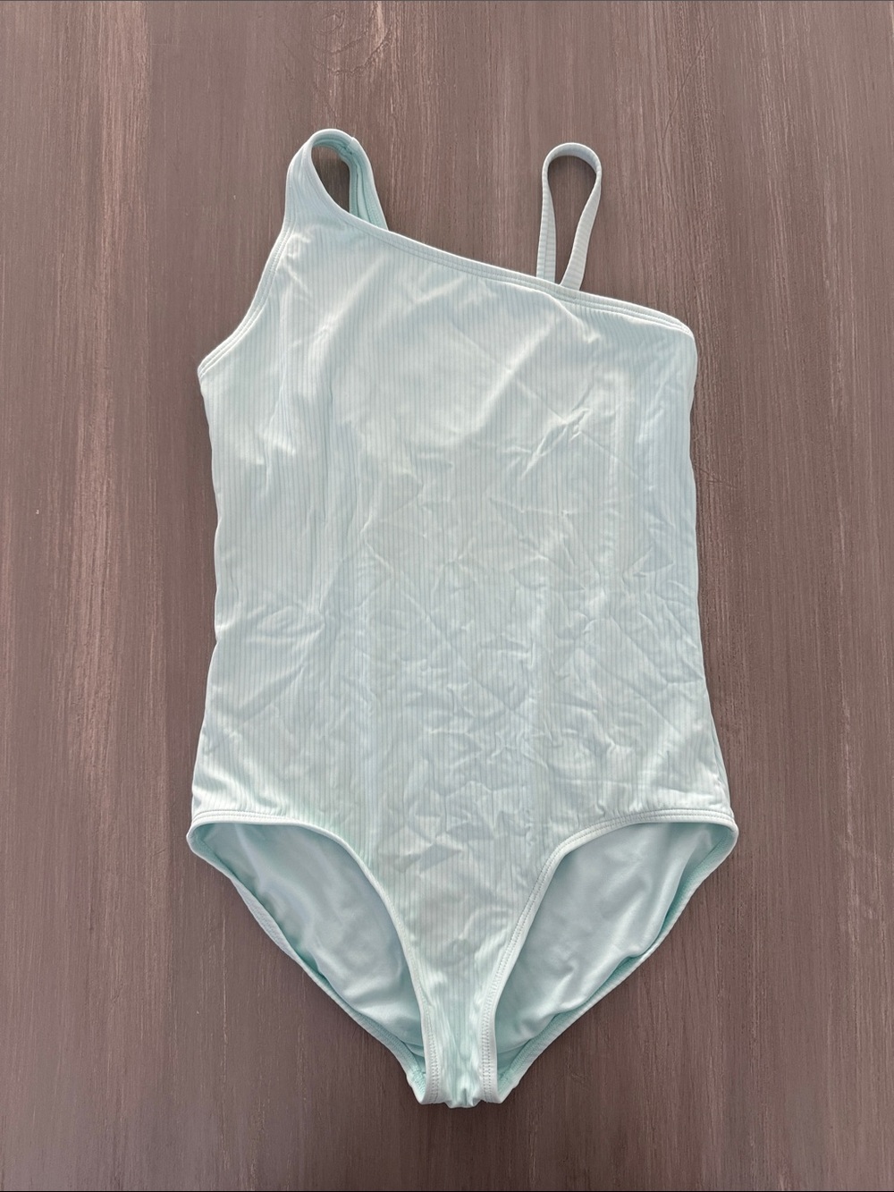 Athleta Girls Seafoam One-Shoulder Ribbed Swimsuit